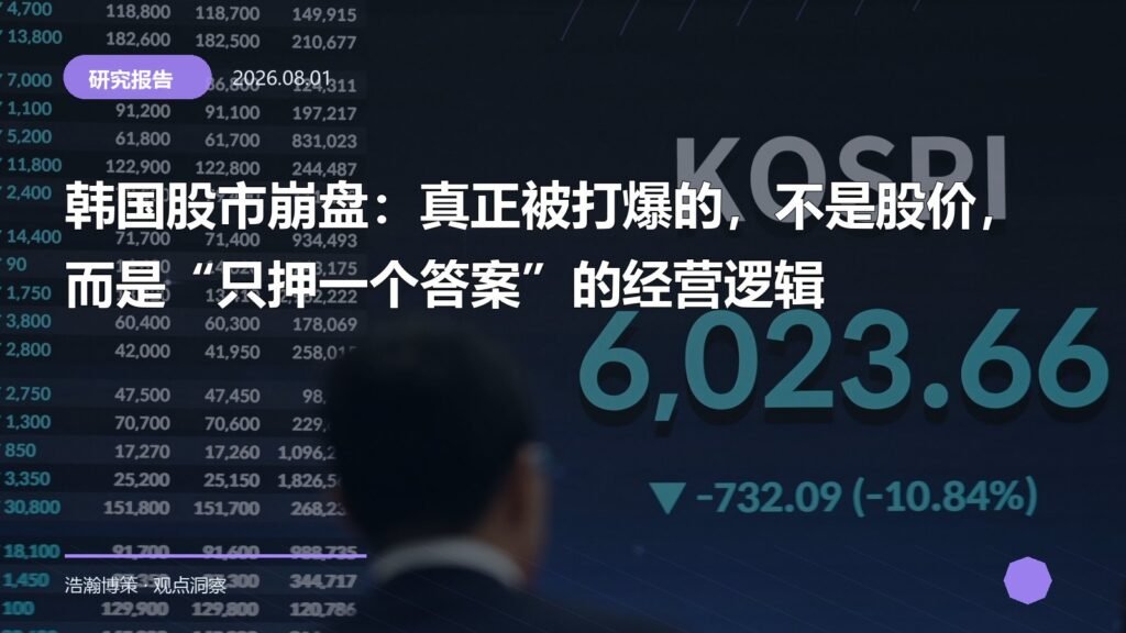 韩国股市崩盘：真正被打爆的，不是股价，而是“只押一个答案”的经营逻辑