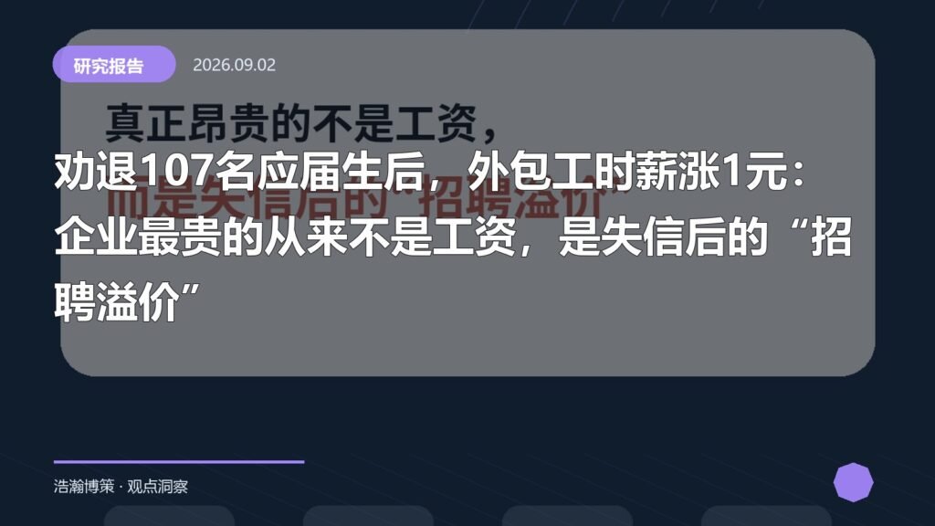 劝退107名应届生后，外包工时薪涨1元：企业最贵的从来不是工资，是失信后的“招聘溢价”