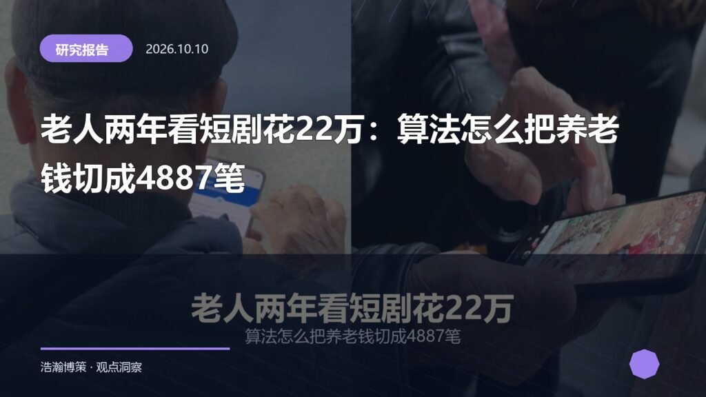 老人两年看短剧花22万：算法怎么把养老钱切成4887笔